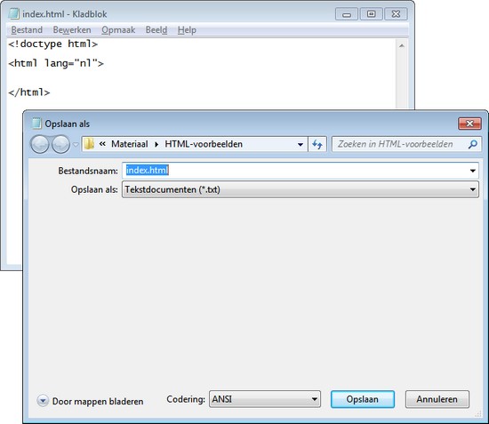 Zelf met HTML5 en CSS een website maken in Kladblok